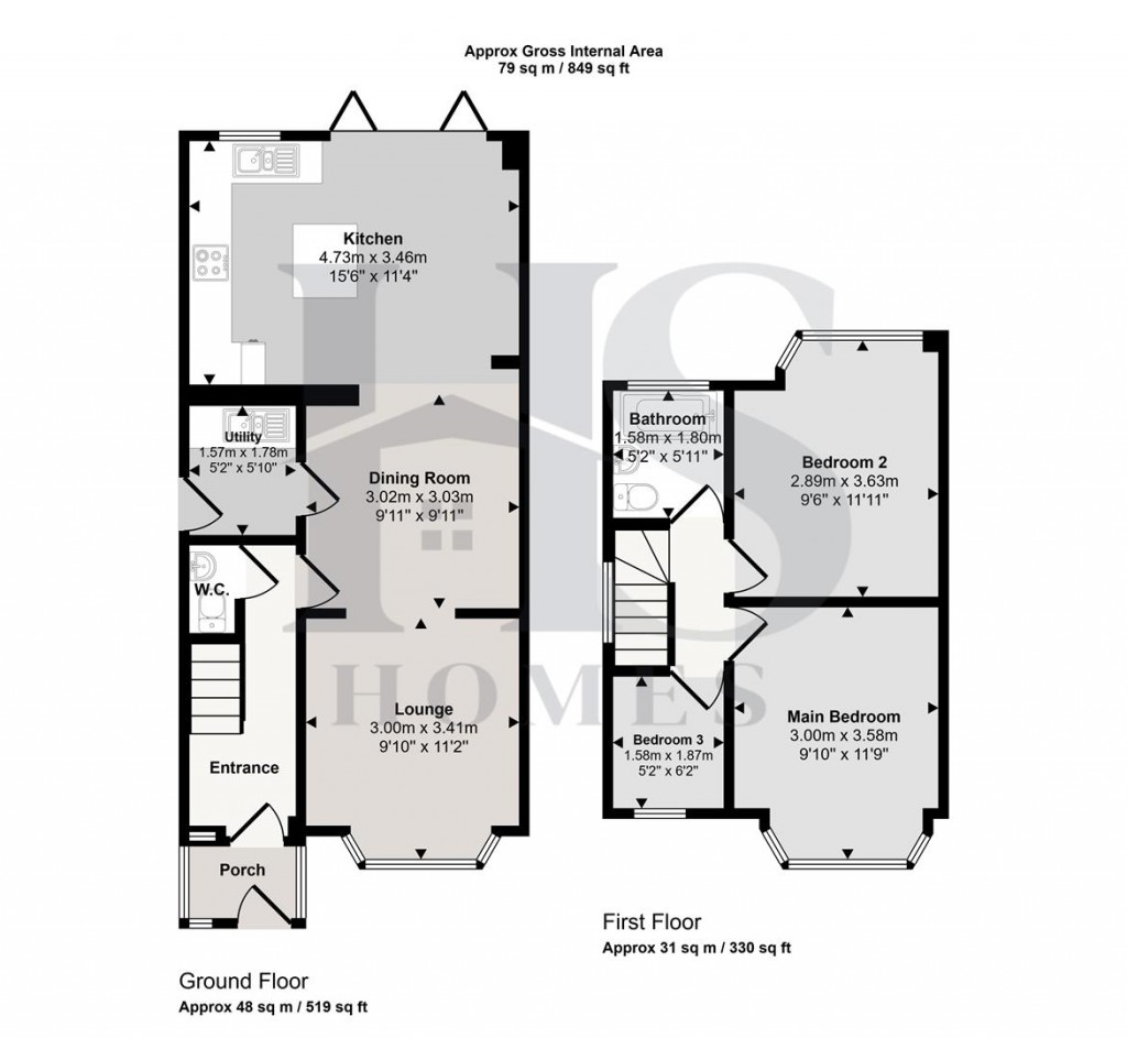 Floorplans For Pierce Avenue, Solihull