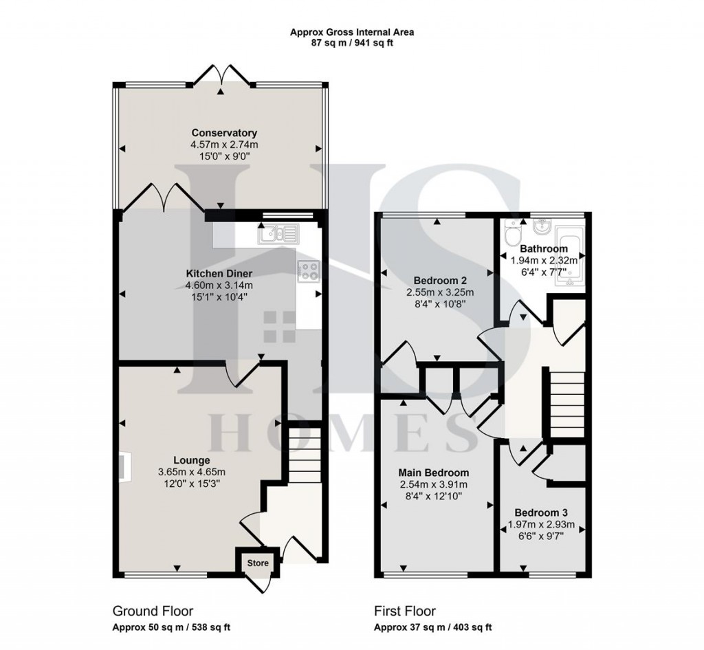 Floorplans For Rowood Drive, Solihull