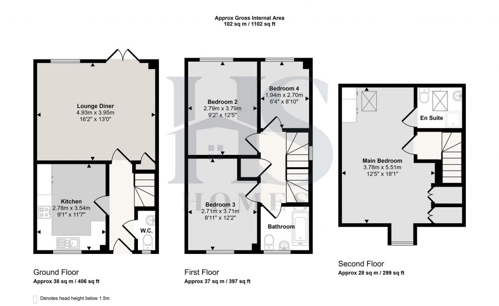 Floorplans For Spiers Crescent, Evesham