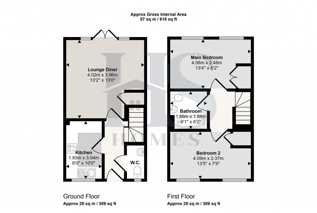 Floorplans For Russell Street, Cofton Hackett, Birmingham