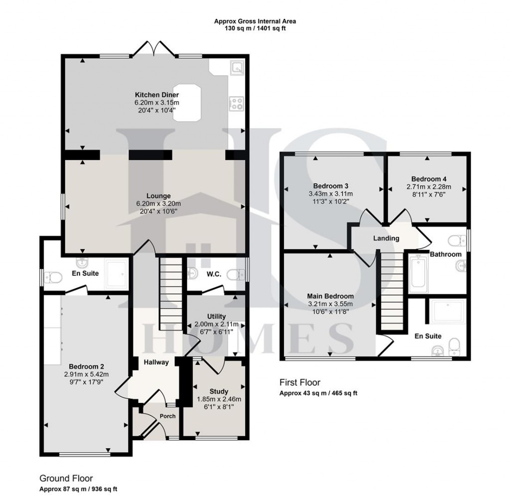 Floorplans For Townesend Close, Warwick